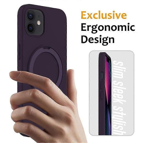 Kompatibelt magnetisk deksel til iPhone 11 med ringstativ PC + silikon, fallsikkert telefondeksel DarkPurple