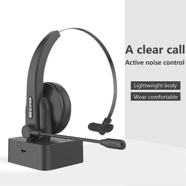 Trådløst headset Bluetooth-kompatibelt 5.0 Støjreduktion Lastbilchauffør Ørekopper med mikrofon til erhverv