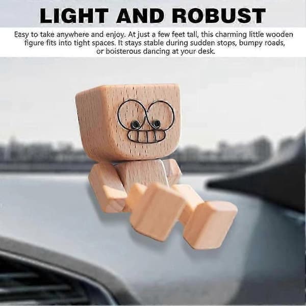 Skakande Träfigur Instrumentbräda Dekor, 12 Emoticons Ingår