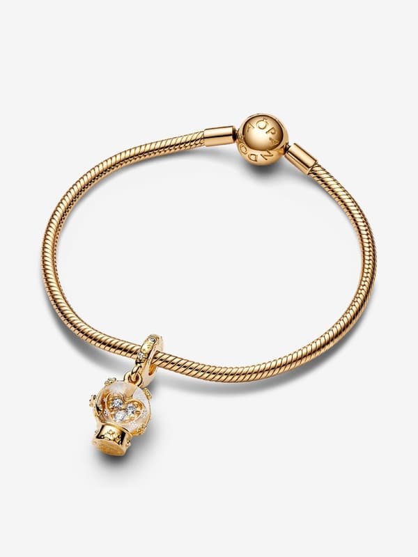 Pandora - Heart Snowflake Snow Globe Charm - 14k Gold Plating