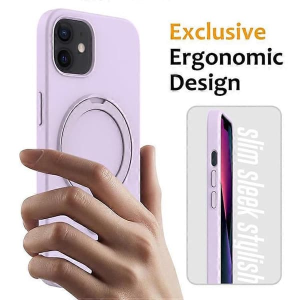 Kompatibelt magnetisk deksel til iPhone 11 med ringstativ PC + silikon, fallsikkert telefondeksel Purple