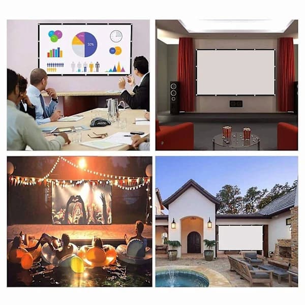 100-inch Projector Screen Foldable Wrinkle-Resistant Polyester for Home Theater Outdoor Classroom Office 16:9