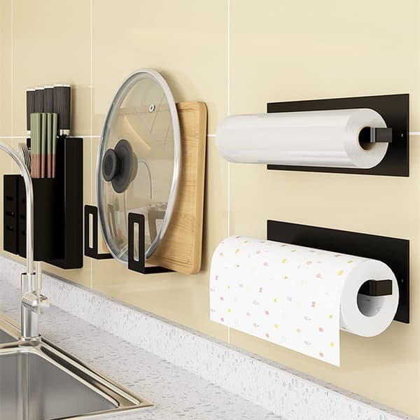 26CM Black Self-Adhesive Paper Towel Holder, Used for Foldable Tissue