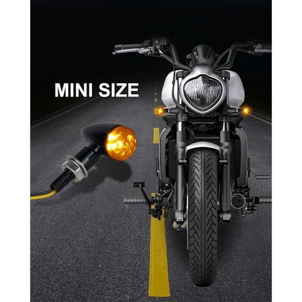 Motorcykel Mini Blinkers Svart Stil 4-pack E-godkänd