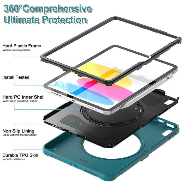 TPU + PC skyddande surfplattefodral för iPad 10:e generationen 10.9 2022 Blue