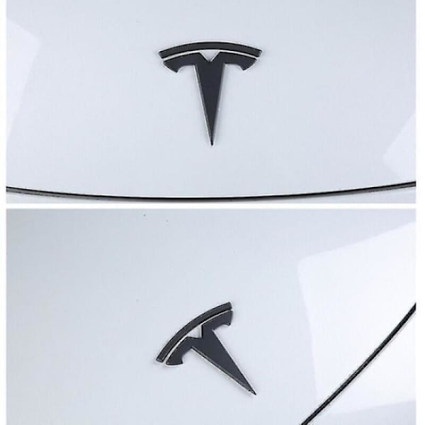 3x Mat Sort T-Logo Hævemblem Tesla Model Y