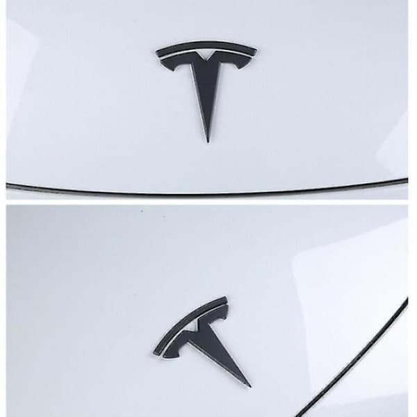 3x Matt Svart T-Logotype Hetteemblem Tesla Model Y