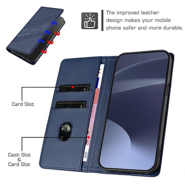 Preget lommebok PU-deksel til OnePlus Ace 5 Dark blue For OnePlus Ace 5
