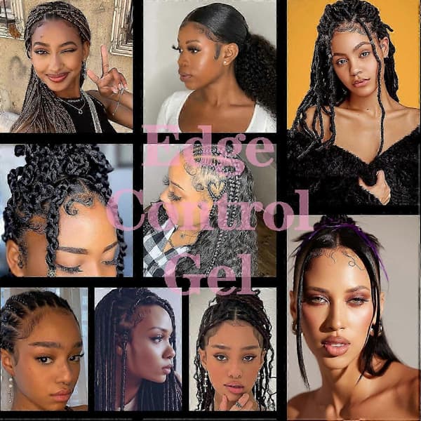 Højkvalitets Edge Control Gel med Børste, Edge Control Hårgel, Hårstyling Gel til Flyvsk Hår, Edge Control Gel til Afrohår Pink