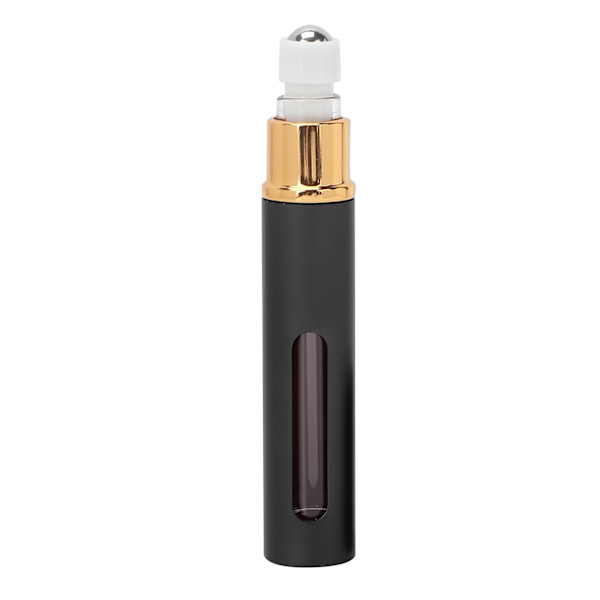 Mini Refillable Perfume Bottle Alumite Visible Portable Leak-proof Empty Roll-On Bottle 10ml Black
