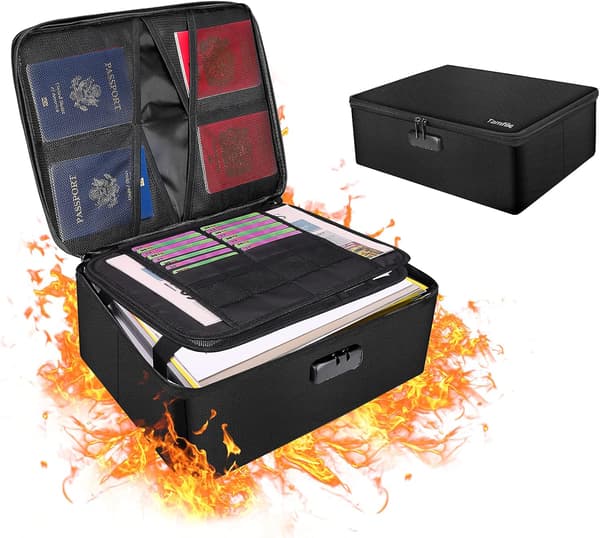Travel Document Storage, Fireproof Document Bag, Heat Insulated, Multi-layer Storage, Portable Document Safe, Water-resistant Safe, Combination Lock