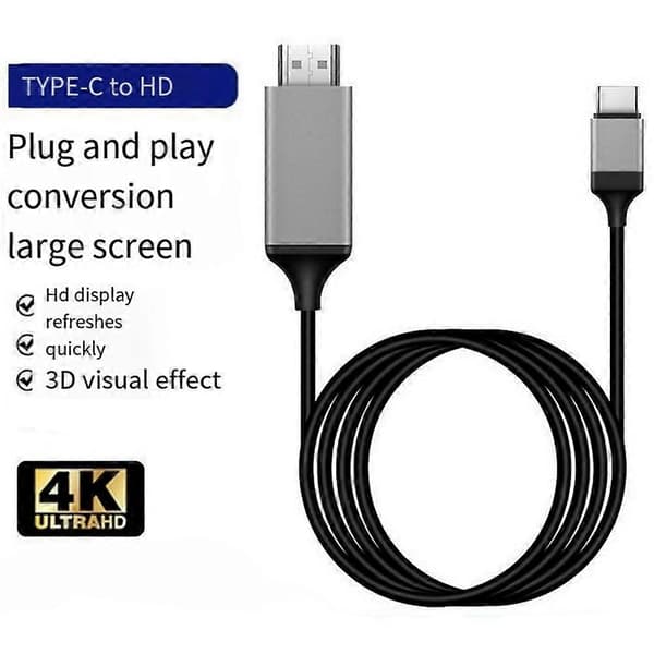 Praktisk og smukt adapterkabel Type-C til -kompatibelt USB3.1 4K HDTV-kabel til Android-telefon til tilslutning