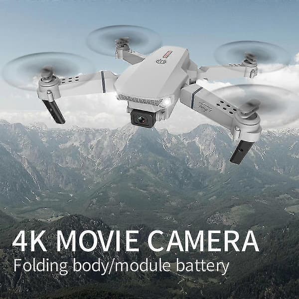 E88 Pro Drone med kamera til voksne og børn, 4k HD Wifi FPV Drone, Foldbar RC Quadcopter til begyndere, Legetøjsgaver med 3 batterier