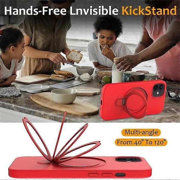 Kompatibelt magnetisk deksel til iPhone 11 med ringstativ PC + silikon, fallsikkert telefondeksel Red