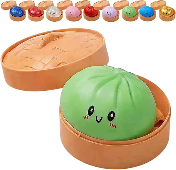 Glitter Dumpling, Glitter Dumpling Squishy med æske, Dumpling Sensorisk Klemmelegetøj til Stresslindring Green