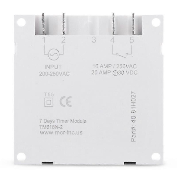 SINOTIMER Tm618N-2 Lcd 1,6 tum Digital 220V Ac 7 Dagars Programmerbar Timer Switch med Relä Inuti a White