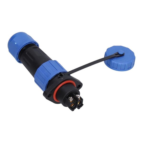 Waterproof Connector 2-Pin IP68 Aviation Power Socket 250V 20A Flanged for Cable Wire LP16