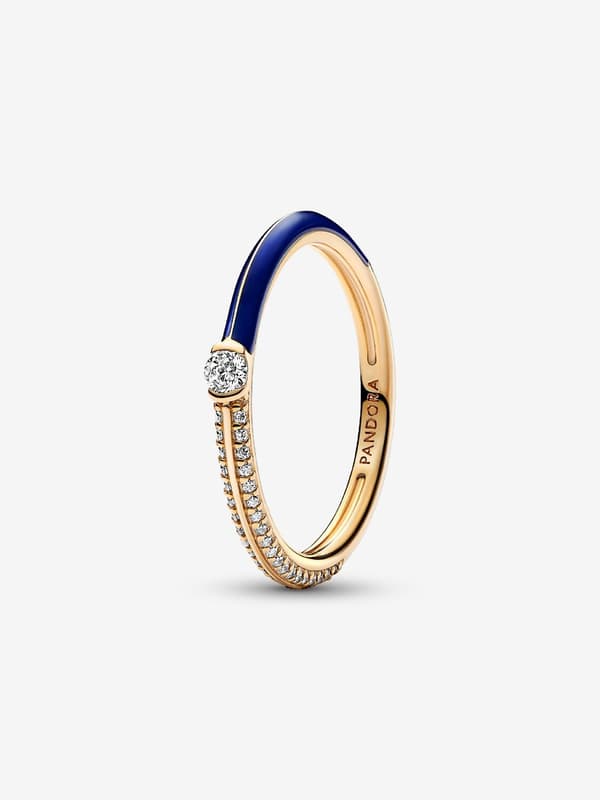 Pandora - P ME Pavé & Blå Dobbel Ring - 14k gullbelegg Circumference: 56mm