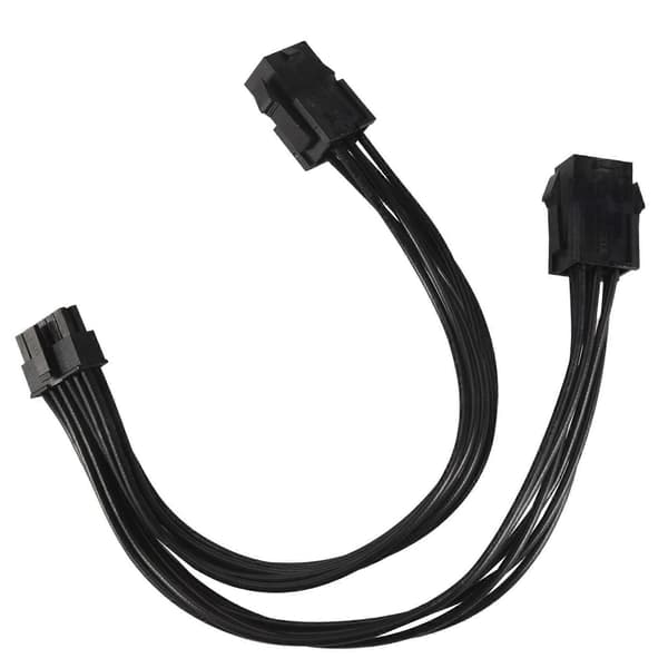 Dobbelt 6-benet til Mini 12-benet GPU-videokort strømkabel til RTX30-serien 3070 3080 3090, 20 cm (7,8 tommer) Black
