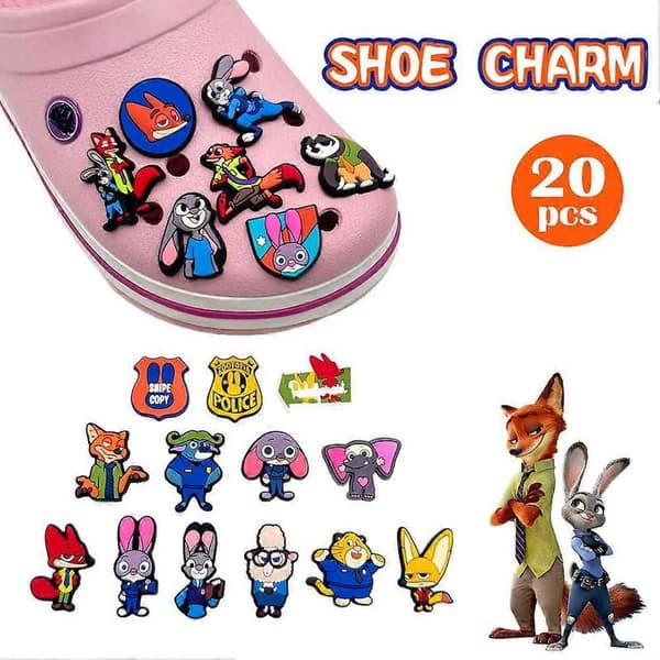 Zootopia 20 st skoberlocker Spänne Tecknad Dekoration för Träskor Sandaler DIY