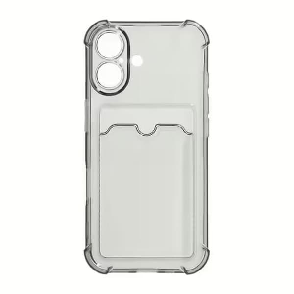 iPhone 16 Mobilcover Stødsikkert med Kortholder - Sort