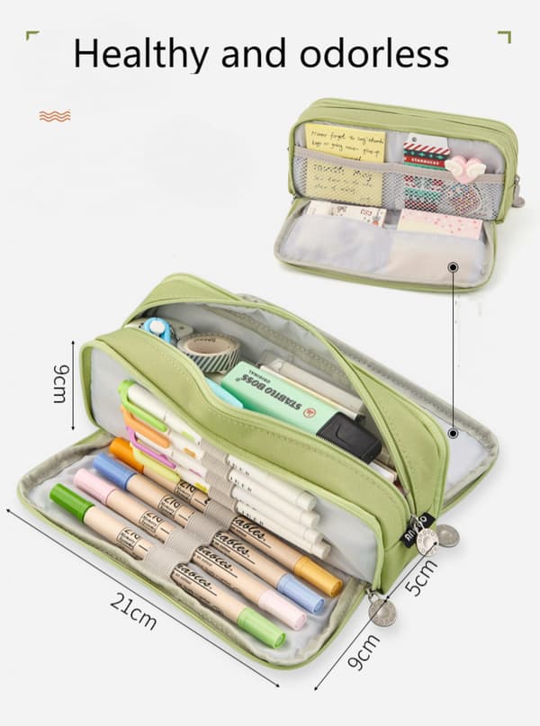 Large Capacity Pencil Case, Large Storage Pouch Pencil Case, 3 Compartments, Desk Organizer, Marker Pen Case, Simple Pencil Case