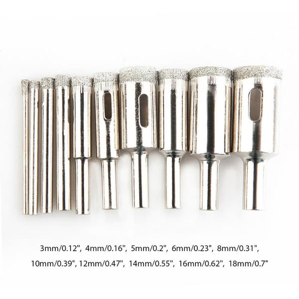10 stk Diamantbor sett 3-18mm hullsag for diamantbelegg C