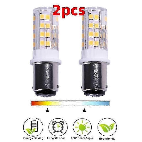 2 stk Ba15d LED-lys pære dobbel Smd2835 51leds for symaskin Pfaff 26s Warm White