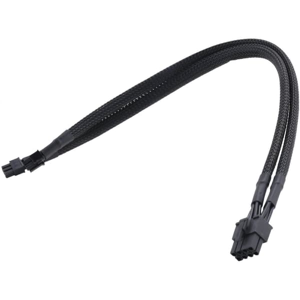 Dobbelt Mini 6-benet til 8-benet PCI Express grafikkort strømadapter ærmet kabel til Mac Pro Tower/Power Mac G5 15 tommer Black