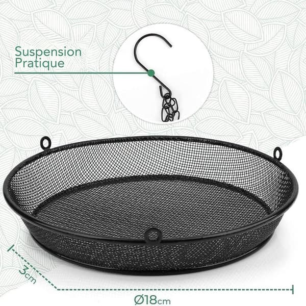 Black - Hanging Bird Feeder - Outdoor Bird Feeder - Diameter: 18