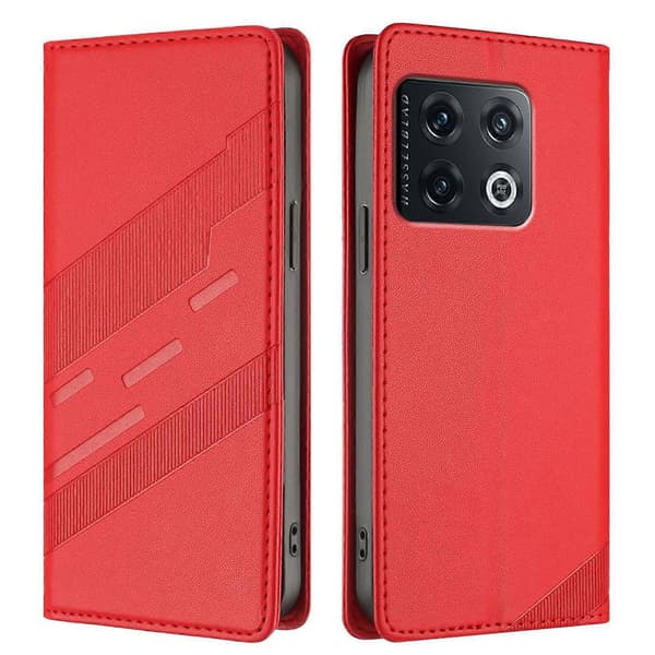 Präglat plånboksfodral i PU för OnePlus 10 Pro Red For OnePlus 10 Pro
