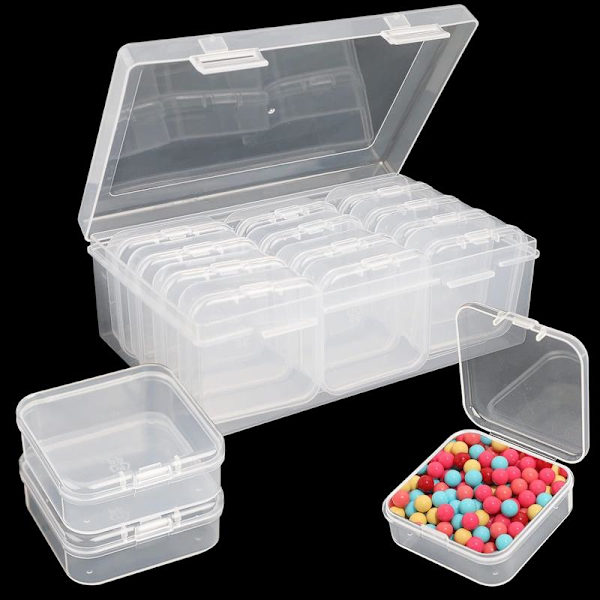 13 Pieces Small Clear Plastic Storage Boxes with Hinged Lids, Sm DXGHC