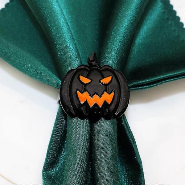6 stk. Halloween servietringesæt græskar servietringholdere sorte uhyggelige metallegering servietspænder til Halloween