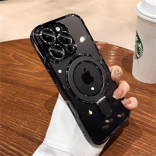 Lämplig för iPhone16 mobilskal galvanisering transparent magnetisk Apple 17 med linsfilmsfäste all-inclusive