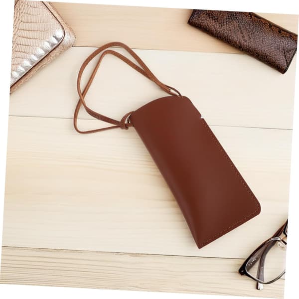 PU Glasses Case with Soft Padded Interior and Practical Neck Strap for Glasses Storage