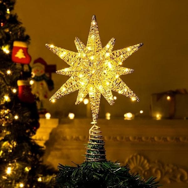 60 LED Batteridrevet Moravisk Stjerne Juletretopp med 6H Timer