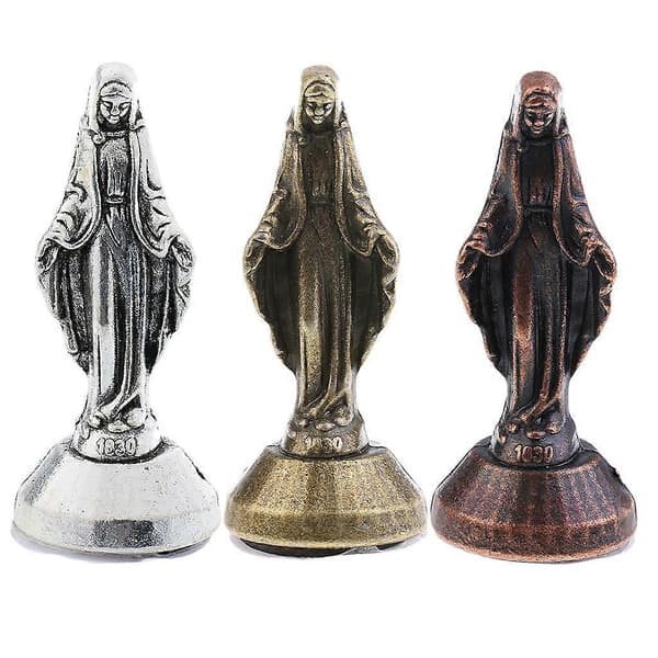 5xMadonna Statue Figur for Bil Hjem Kapell Dekor Bronse 6 Pcs