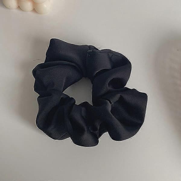 2 stk Store Satin Hårstrikker Elastisk Hårstrikk Tau Ensfarget Hårring Hestehale black