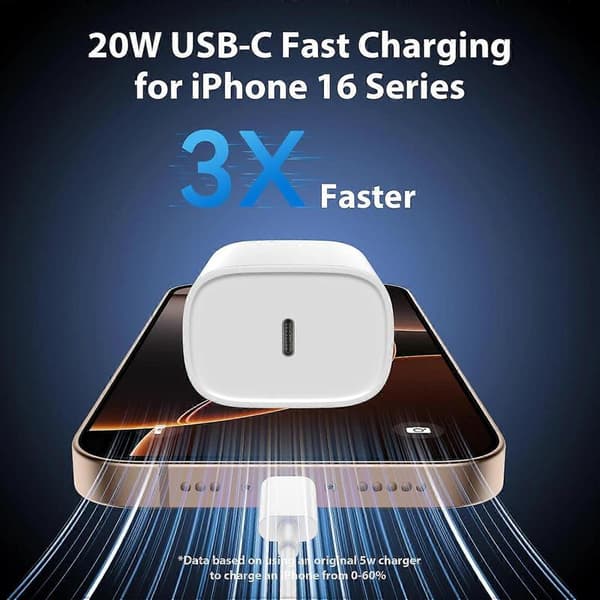 iPhone 16 15 Pro Max Lader Hurtiglading, 20W USB C Hurtigladerblokk iPhone 16 15 Laderkabel 3m Lang USB C Ladekabel for iPhone 16
