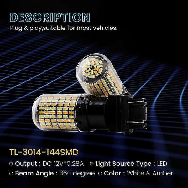 2-pak LED-pærer Switchback Hvid Gul til Parkerings- og Blinklys 3757 3157 4157NA