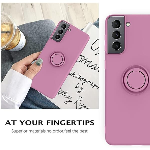 Samsung S21 FE - Silikondeksel Magnetisk Ringholder Lilla Mørkelilla Mørkelilla