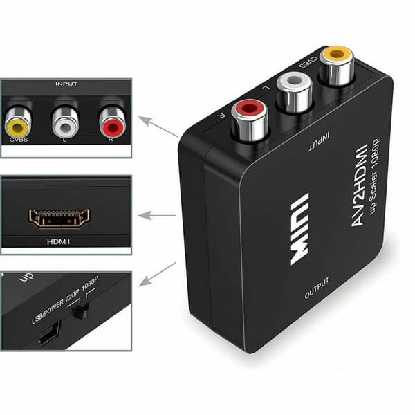 RCA til HDMI-adapter for Nintendo & Sony-konsoller – Svart Svart black