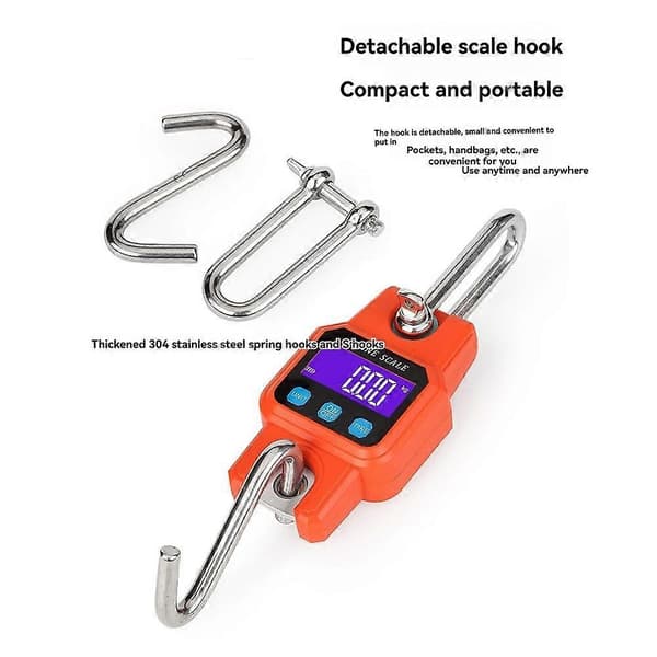 WeiHeng C06 Electronic Crane Scale Handheld Hook Scale 300kg/50g Portable Rechargeable Hanging Scale Black with Bluetooth Black Black B