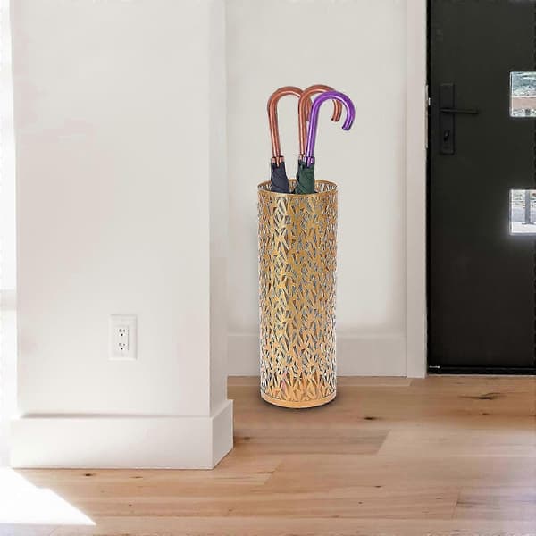 Moderne paraplystativ og oppbevaringsstativ i gullmetall 42*15cm 26s