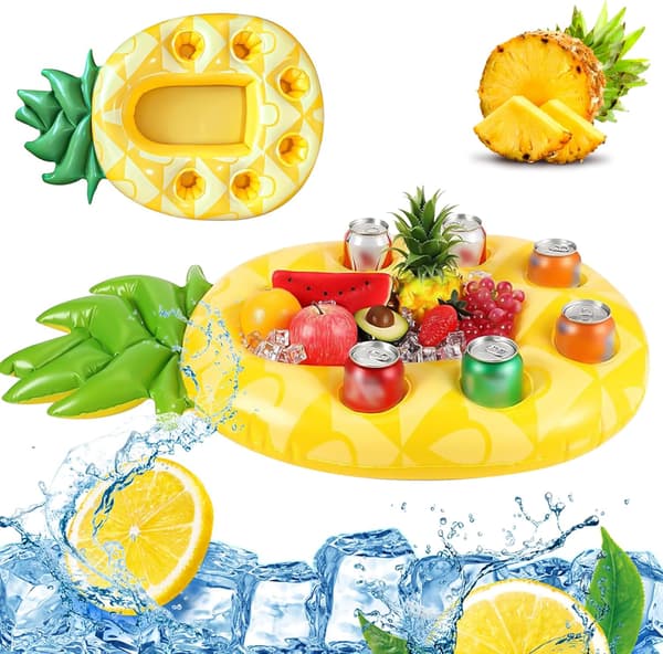 Inflatable Floating Cup Holder, 2-in-1 Drink and Snack Holder, 8-Hole Pool Bar, Large Capacity, Chassis, Beautiful Floating Inflatable Bottle Holder