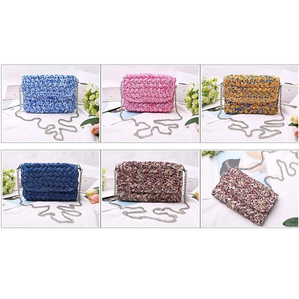 10-pack Handgjort Garn Färgglada Elastiska DIY Virkade Väsktygstycken Hemhantverksmaterial