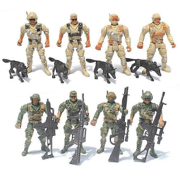 Army Men Leketøysoldater 4in Actionfigurer 8-delt sett for barn gutter jenter A
