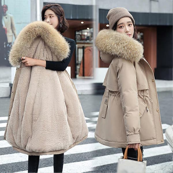 Tykkere vinterdunjakke vindtæt moderigtig jakke vinterovertøj Black 2XL