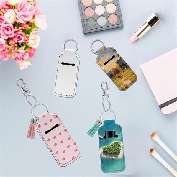 60 stk. Sublimering Chapstick-Holder Emner, Lip Balm Holder Nøkkelring