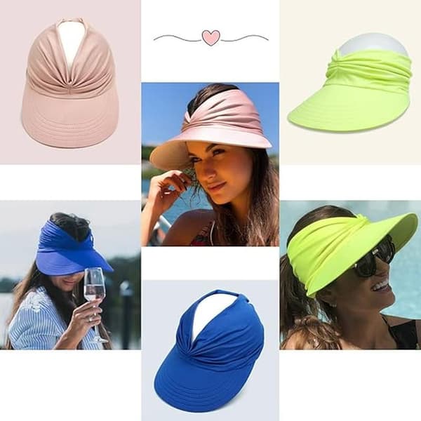 Solhatte til kvinder Bred skygge Visir UV-beskyttelse Sommer strandhat til kvinder Sammenfoldelige golfhatte off-white